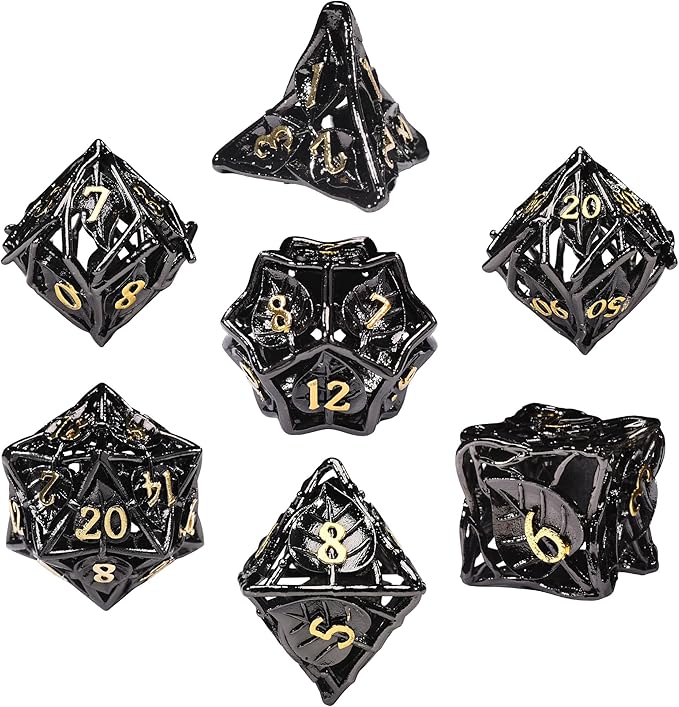 Metal Polyhedral Dice Set - Maple Leaf