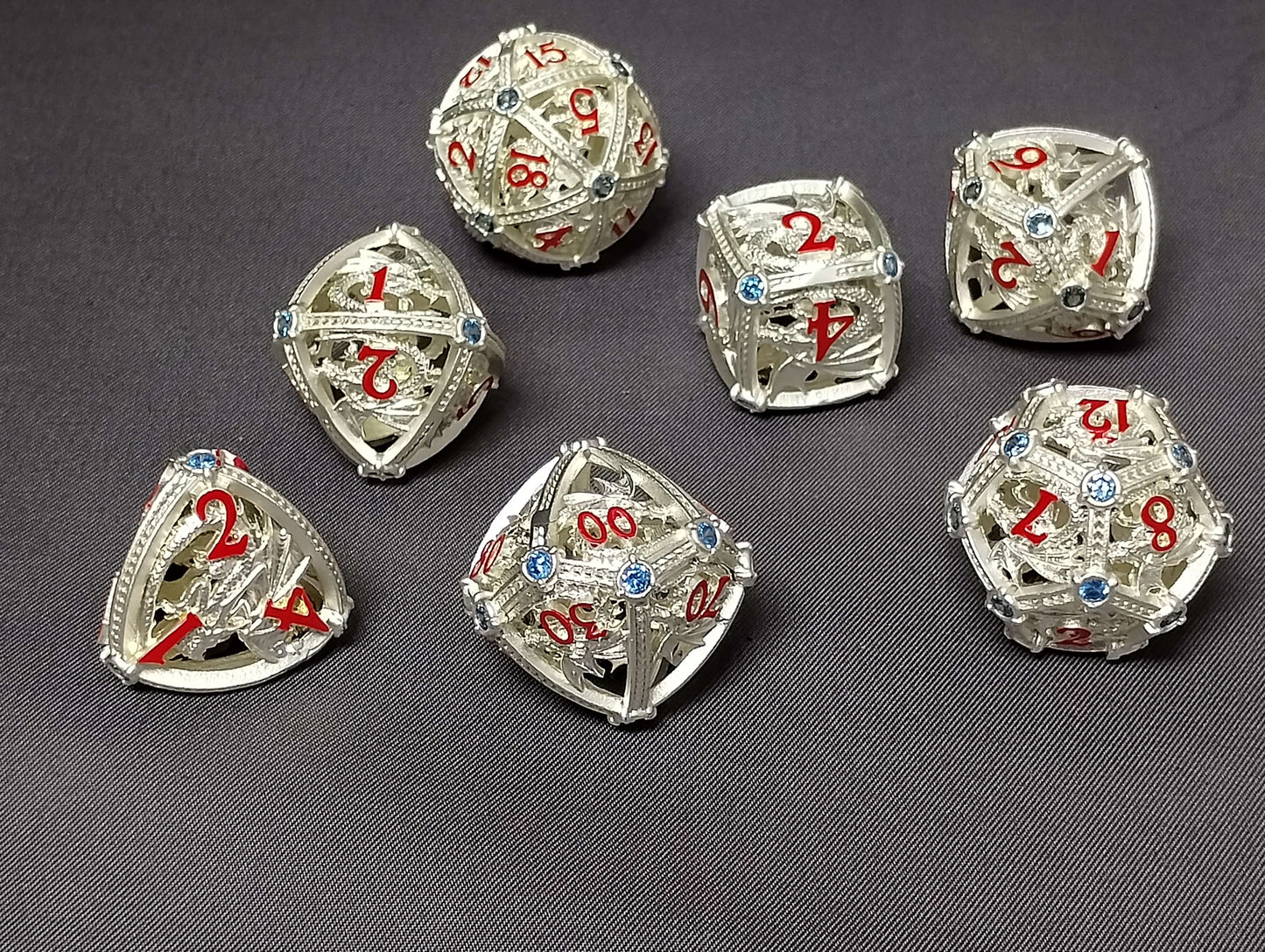 Metal Polyhedral Dice Set - Round Hollow