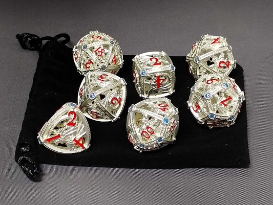 Metal Polyhedral Dice Set - Round Hollow